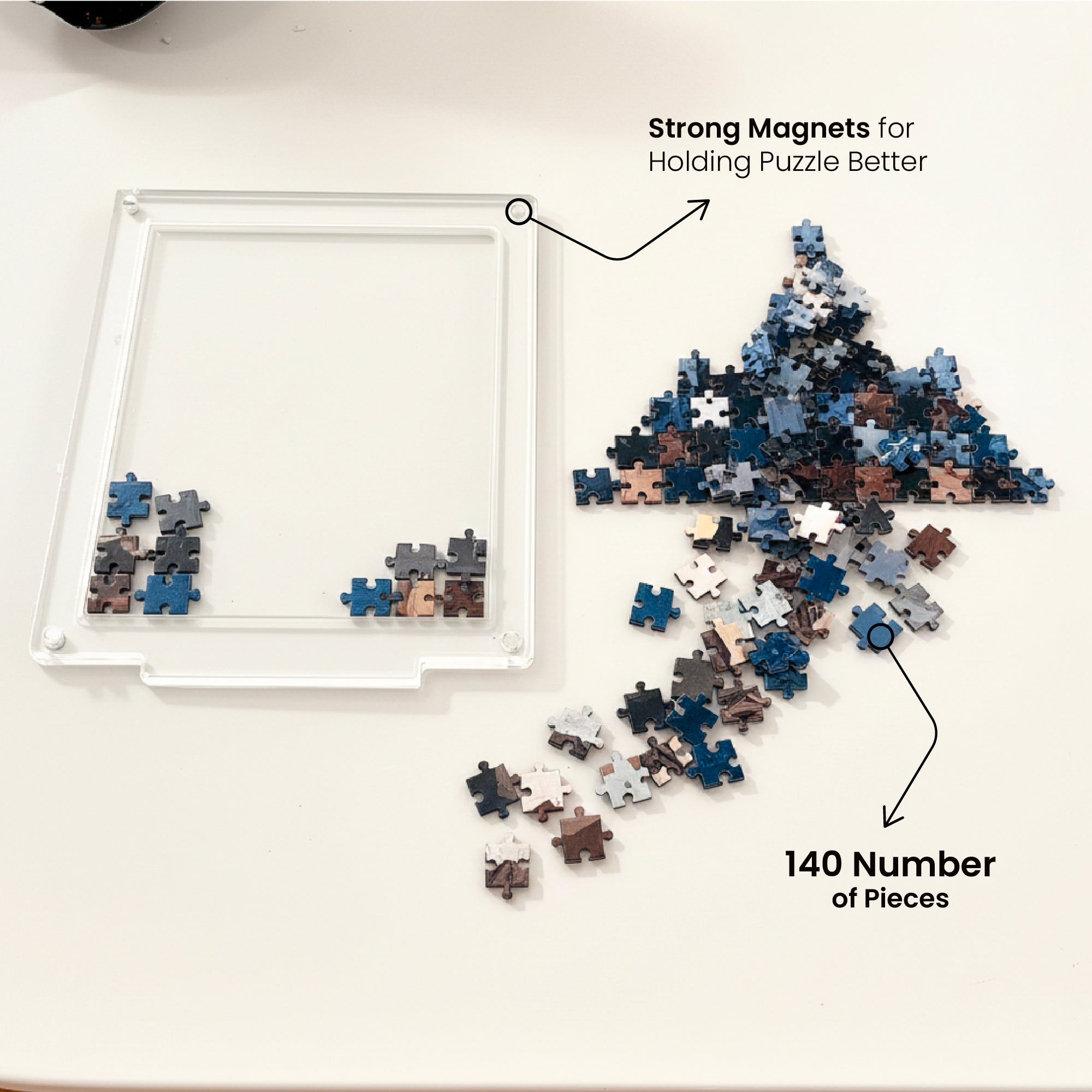 Acrylic Miniature Frame Puzzle | Magnetic Display Jigsaw Puzzle (140 Pieces) | Mini Leaves