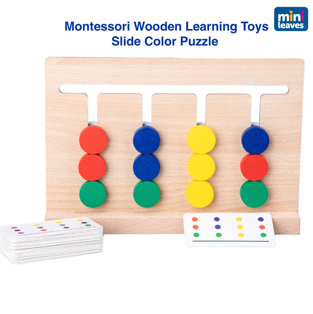 Montessori Slide & Match Wooden Color Puzzle With 25 Flashcards