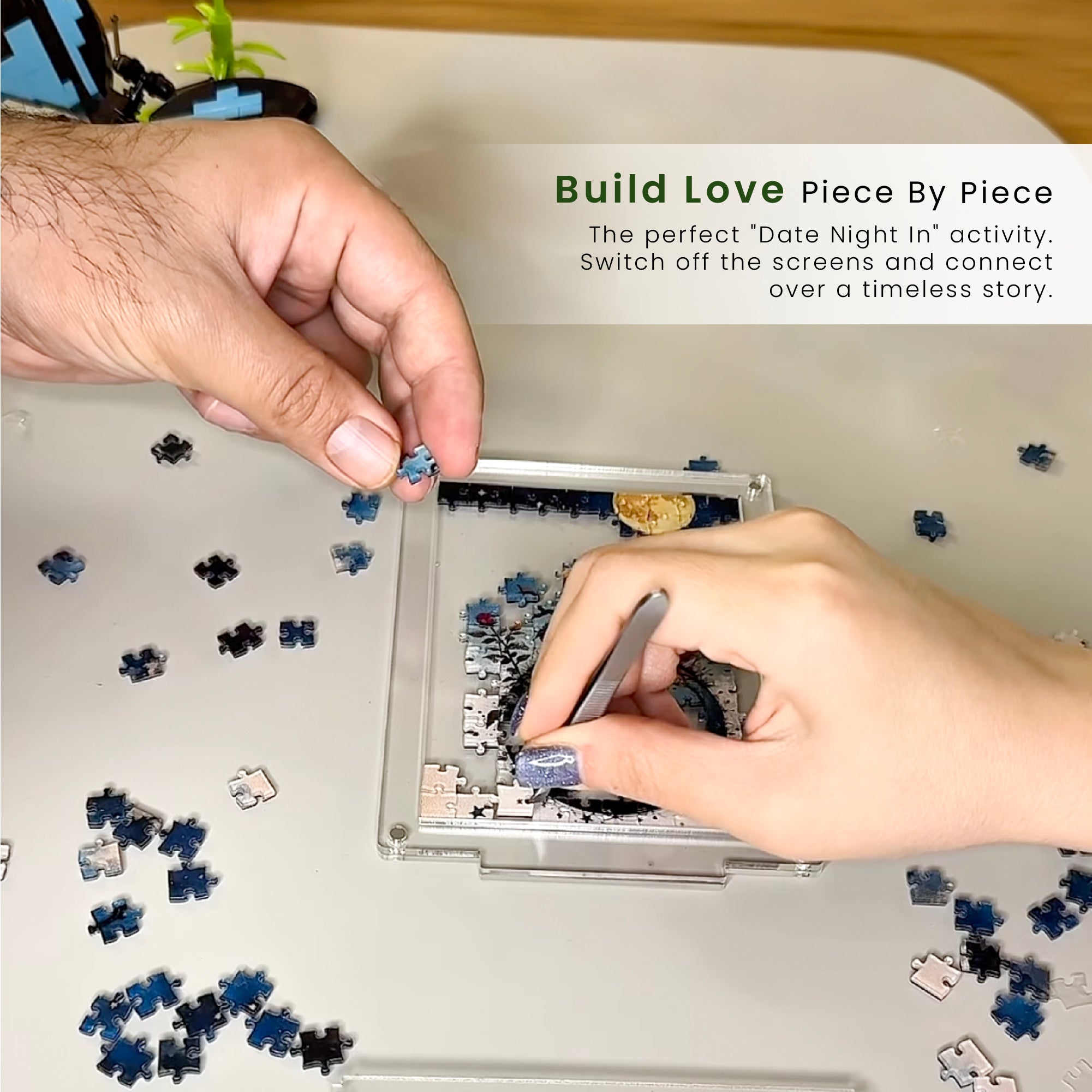 Acrylic Miniature Frame Puzzle | Magnetic Display Jigsaw Puzzle (140 Pieces) | Mini Leaves