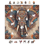 Majestic Elephant | Unique Shape Wooden Puzzle | Mini Leaves