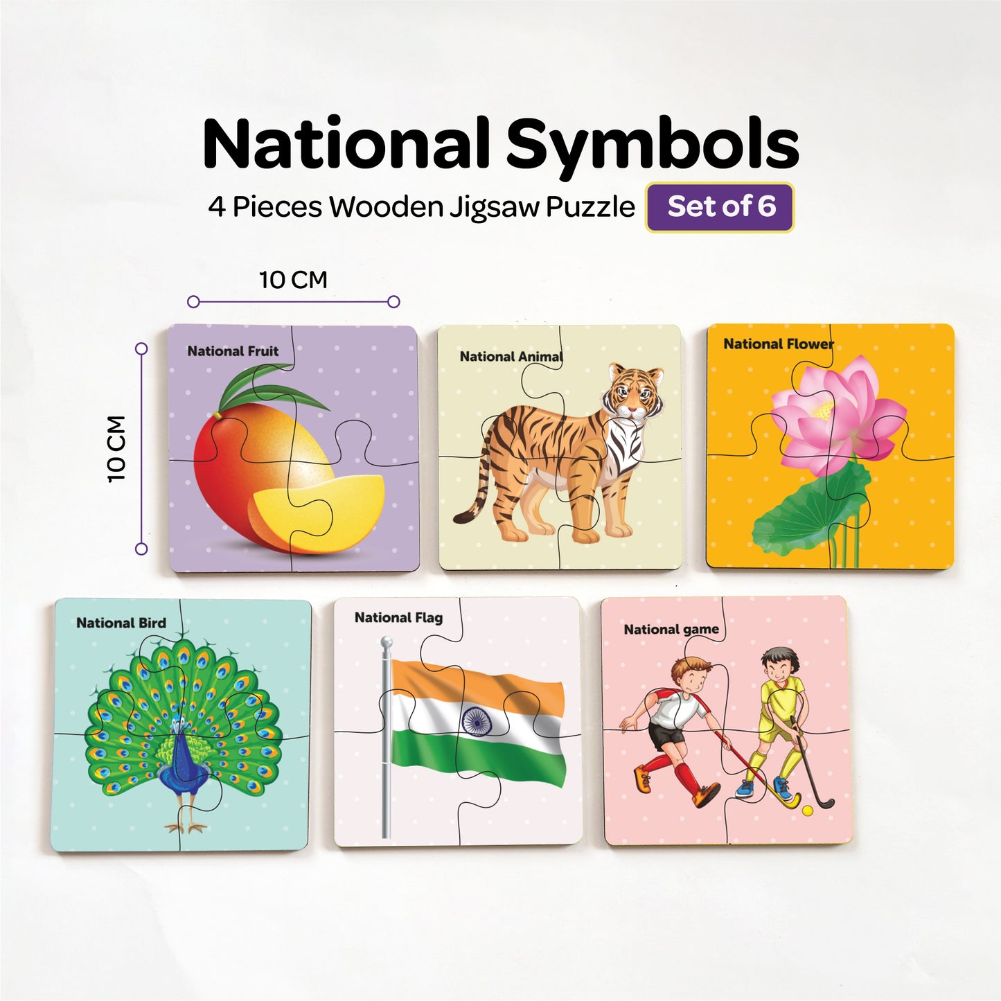 National Symbols 4 Pieces Wooden Puzzles 2+ Years