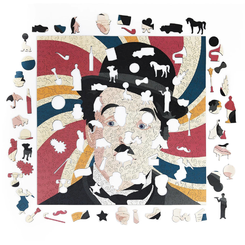 Charlie Chaplin™ Whimsy Unique Shape Wooden Puzzle – 465 Pieces | Mini Leaves