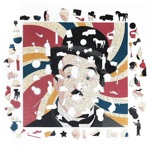 Charlie Chaplin™ Whimsy Unique Shape Wooden Puzzle – 465 Pieces | Mini Leaves