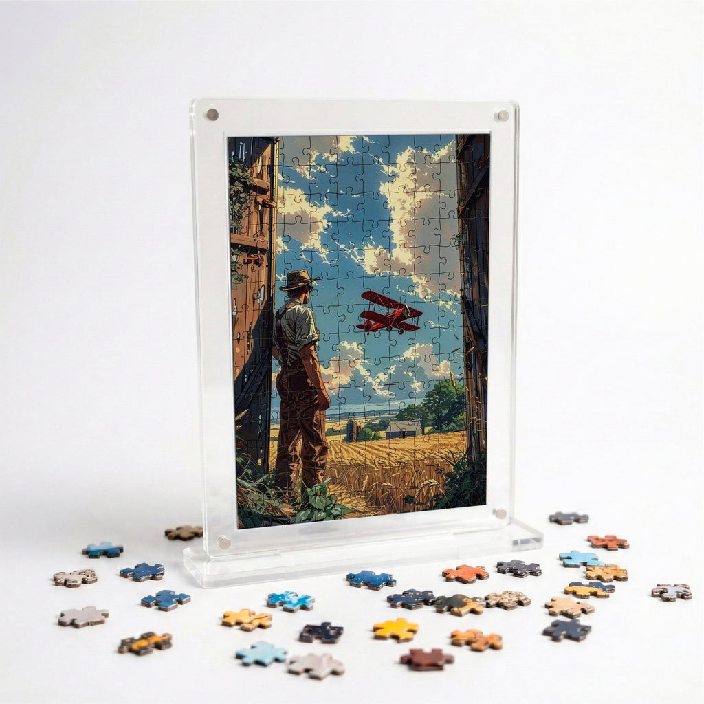Chasing the Horizon Acrylic Miniature Frame Puzzle | Magnetic Display Jigsaw Puzzle (140 Pieces) | Mini Leaves