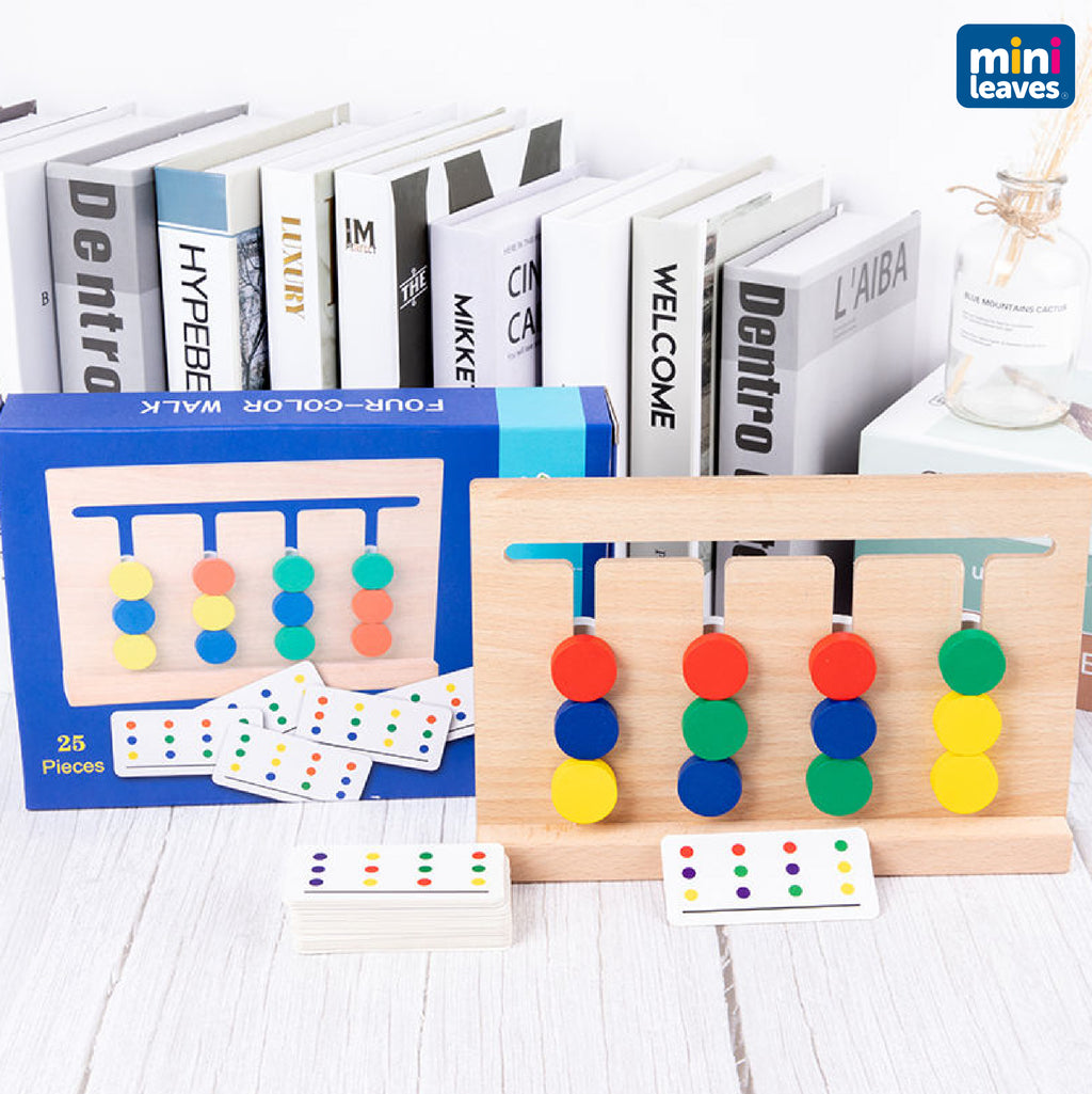 Montessori Slide & Match Wooden Color Puzzle With 25 Flashcards
