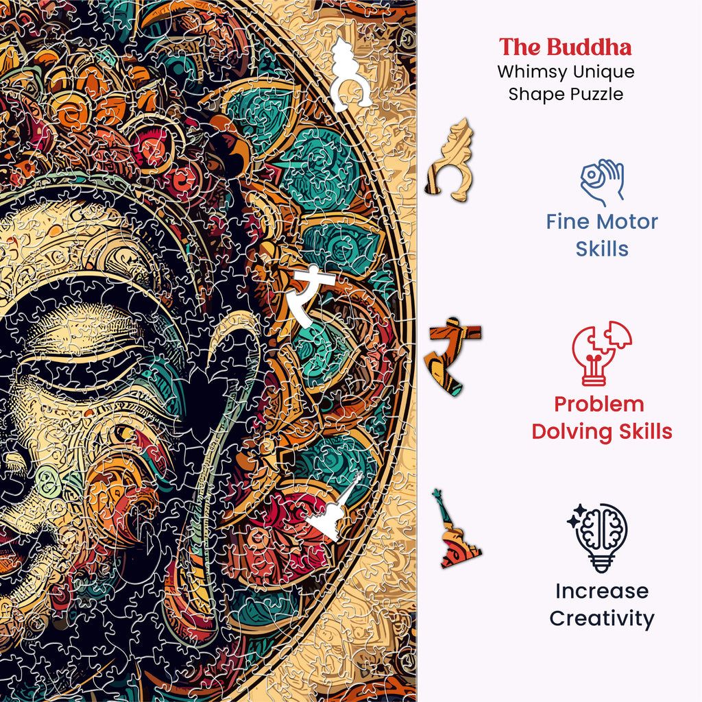 The Buddha | Unique Shape Wooden Puzzle | Mini Leaves