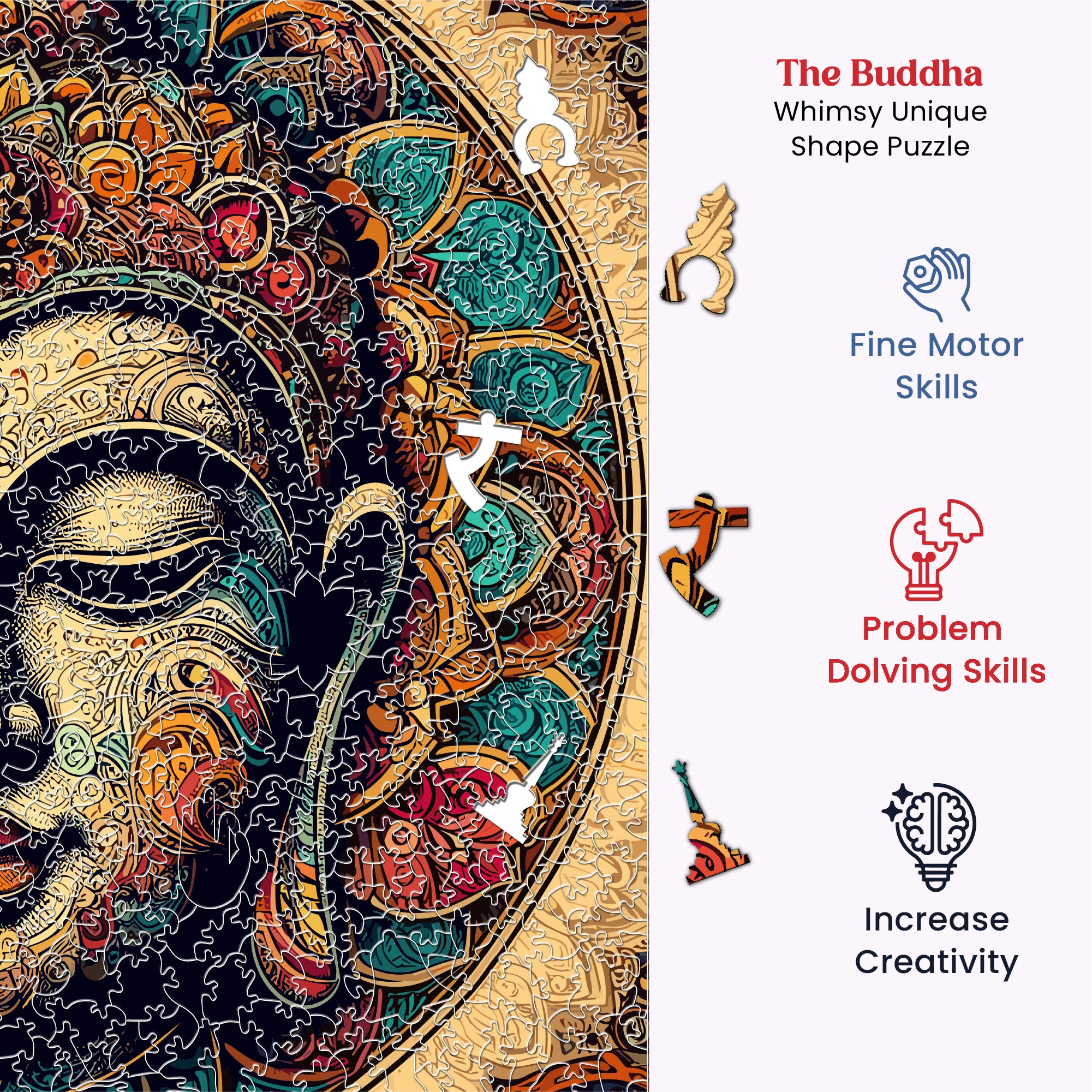 The Buddha | Unique Shape Wooden Puzzle | Mini Leaves