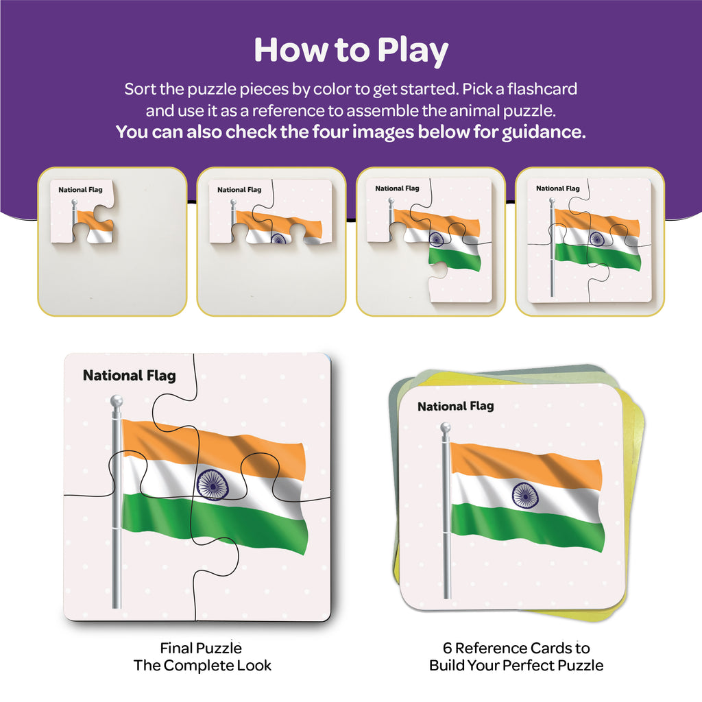 National Symbols 4 Pieces Wooden Puzzles 2+ Years