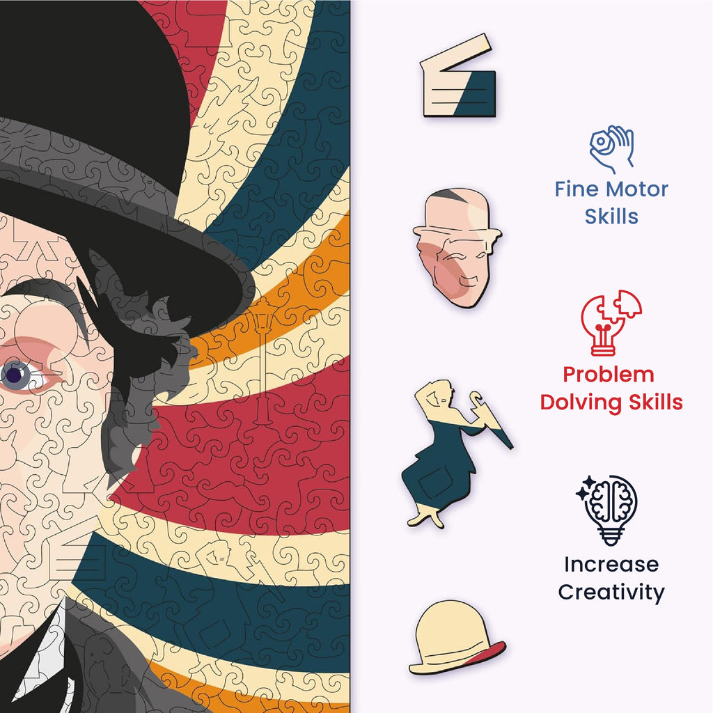 Charlie Chaplin™ Whimsy Unique Shape Wooden Puzzle – 465 Pieces | Mini Leaves