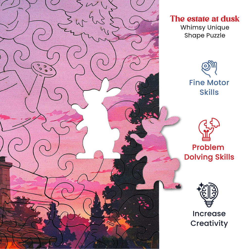 The Estate At Dusk – Unique Shape Wooden Puzzle (200 Pieces) | Mini Leaves