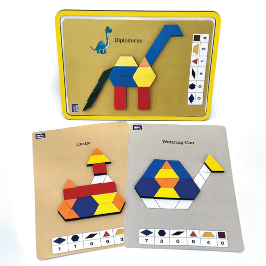 Mini Leaves™ Magnetic Mosaic Pattern Blocks Set – 68 Pcs with 20 Activity Cards