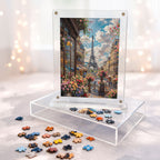 Flowers of Paris Miniature Frame Puzzle | Magnetic Display Jigsaw Puzzle (140 Pieces) | Mini Leaves