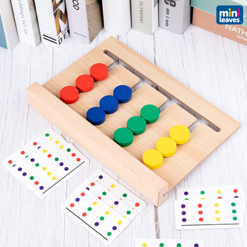 Montessori Slide & Match Wooden Color Puzzle With 25 Flashcards