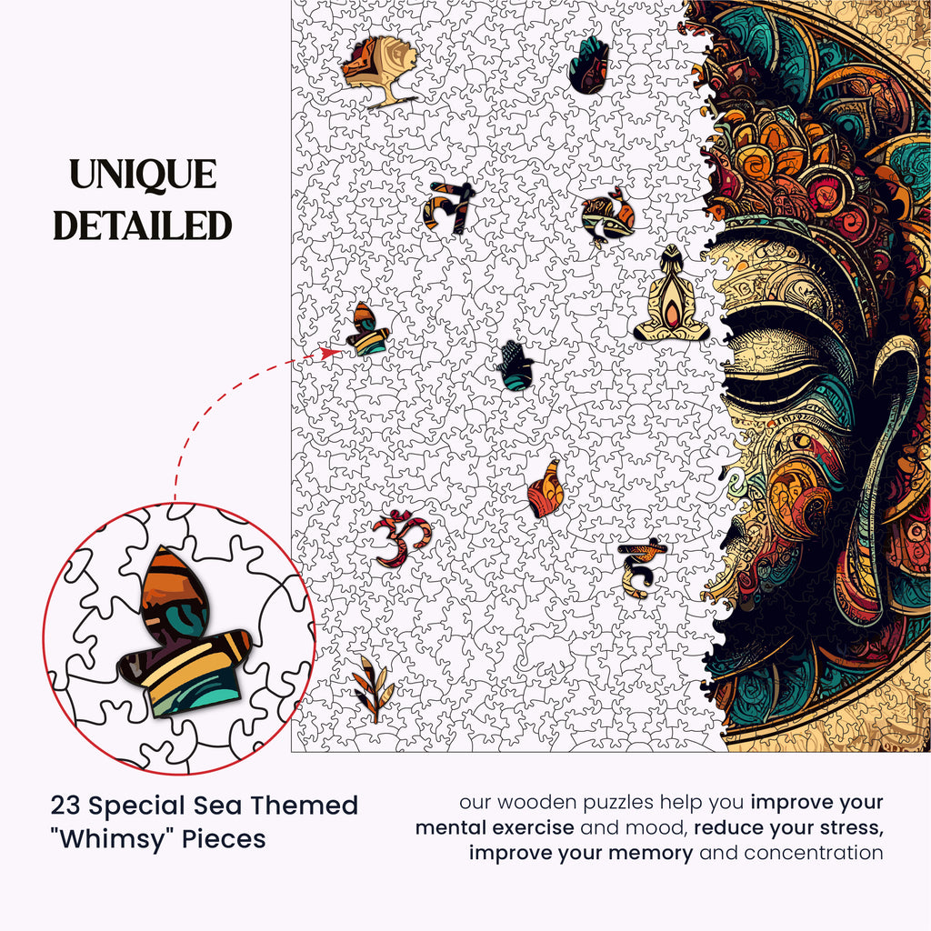 The Buddha | Unique Shape Wooden Puzzle | Mini Leaves