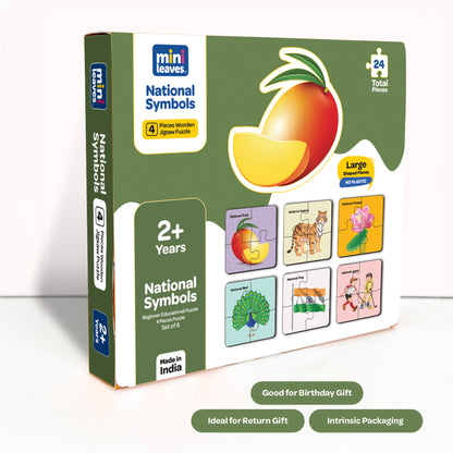National Symbols 4 Pieces Wooden Puzzles 2+ Years