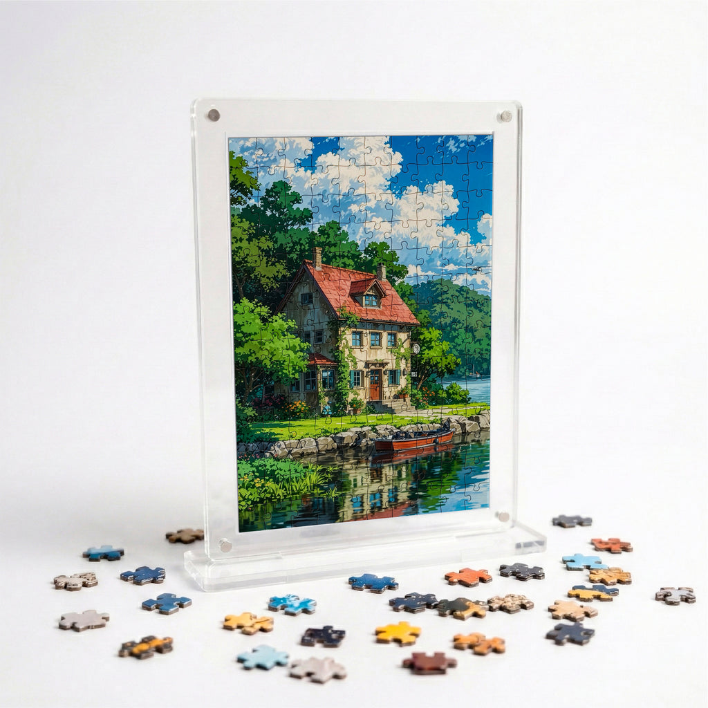 Morning Light Miniature Frame Puzzle | Magnetic Display Jigsaw Puzzle (140 Pieces) | Mini Leaves