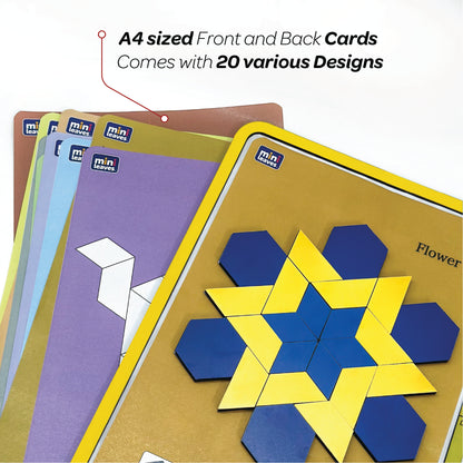 Mini Leaves™ Magnetic Writing White Board | Mosaic Pattern Block Game – 66 Pcs with 20 Activity Cards