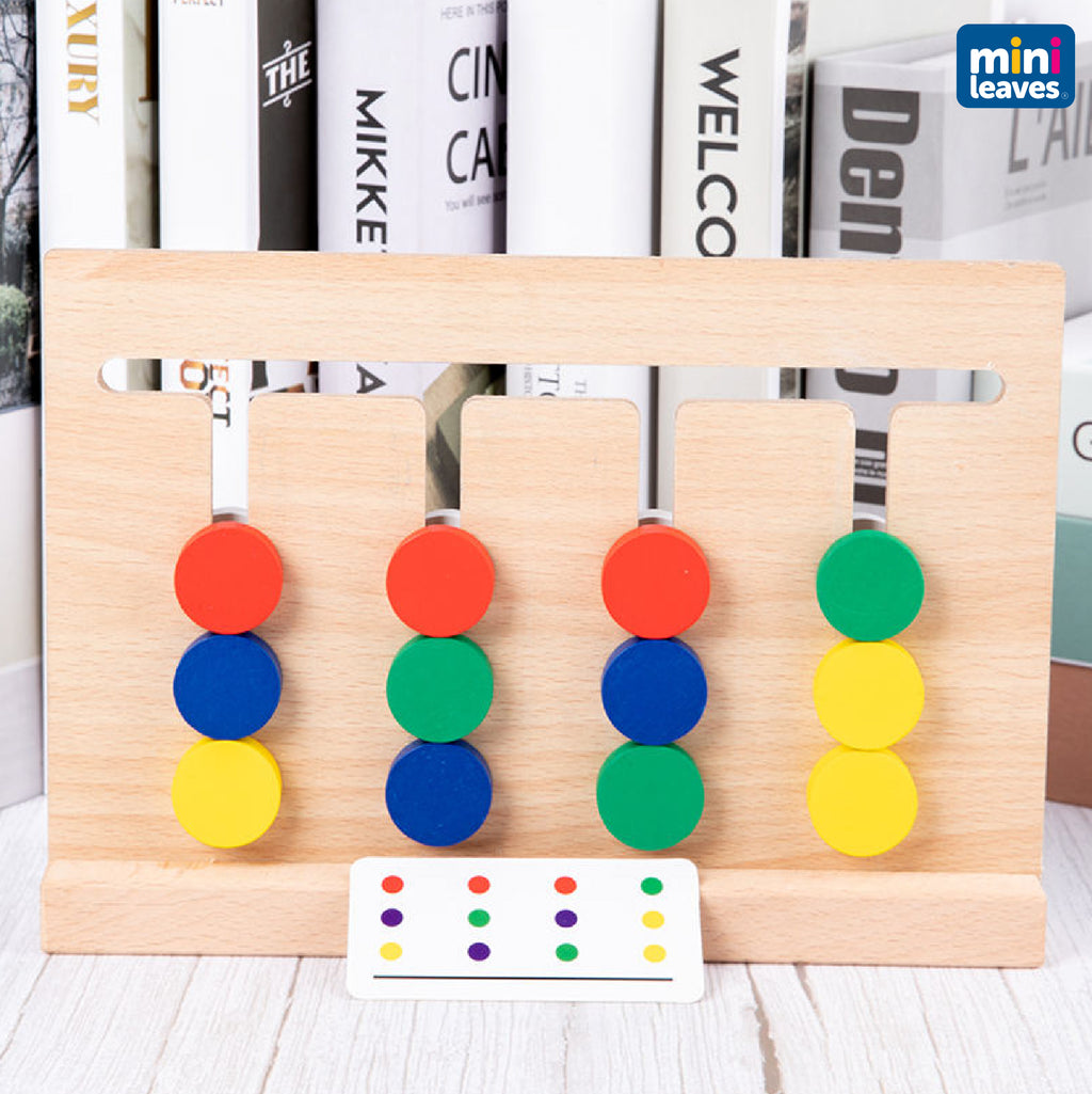 Montessori Slide & Match Wooden Color Puzzle With 25 Flashcards