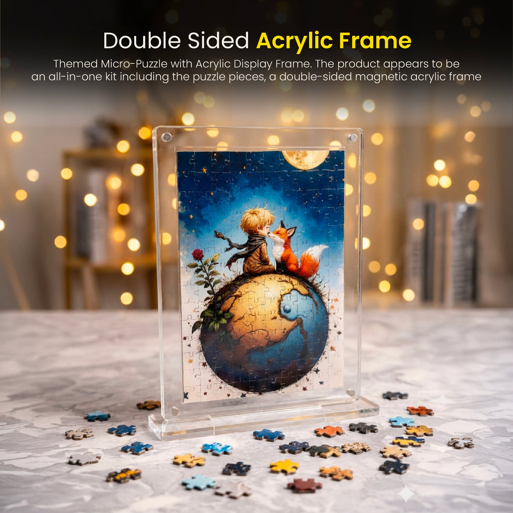 Acrylic Miniature Frame Puzzle | Magnetic Display Jigsaw Puzzle (140 Pieces) | Mini Leaves