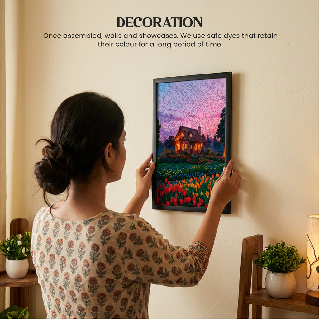 The Estate At Dusk – Unique Shape Wooden Puzzle (200 Pieces) | Mini Leaves