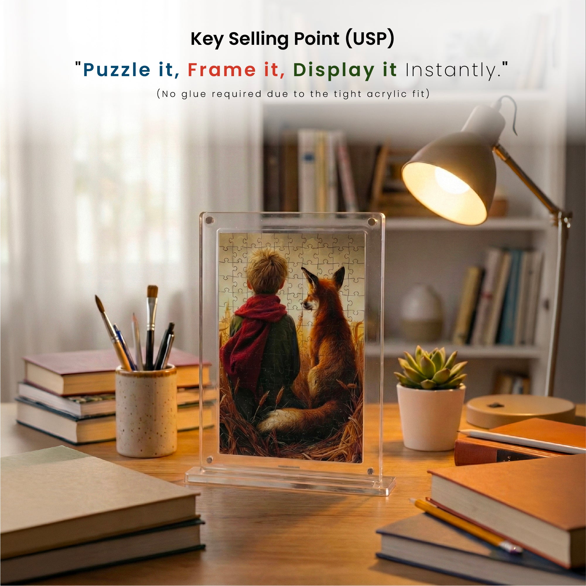 Acrylic Miniature Frame Puzzle | Magnetic Display Jigsaw Puzzle (140 Pieces) | Mini Leaves