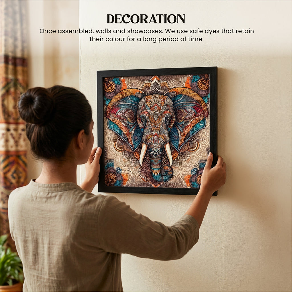 Majestic Elephant | Unique Shape Wooden Puzzle | Mini Leaves