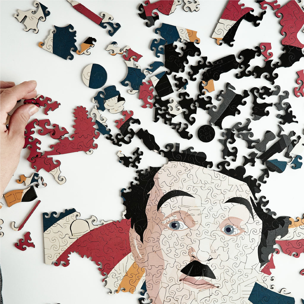 Charlie Chaplin™ Whimsy Unique Shape Wooden Puzzle – 465 Pieces | Mini Leaves