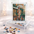 Parisian Stroll  Miniature Frame Puzzle | Magnetic Display Jigsaw Puzzle (140 Pieces) | Mini Leaves