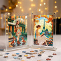 Parisian Stroll  Miniature Frame Puzzle | Magnetic Display Jigsaw Puzzle (140 Pieces) | Mini Leaves