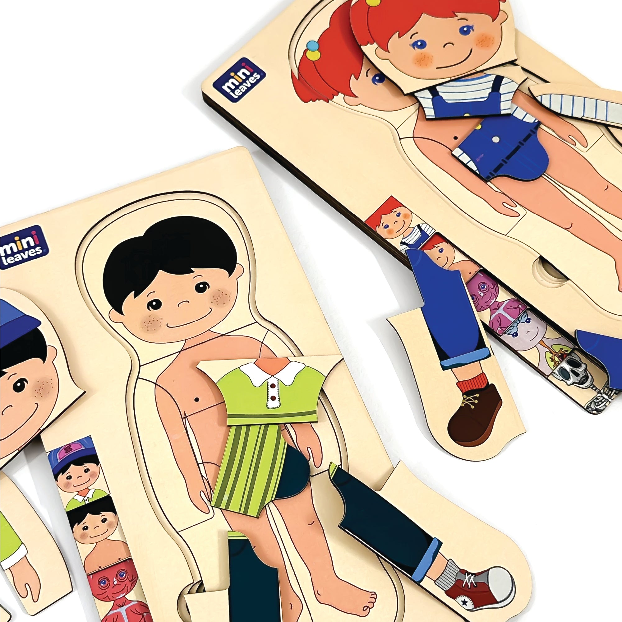 Mini Leaves™ Wooden Human Anatomy 3D Shapes Matching Puzzle – Multilayers Educational Toy for 3+ Years Kids