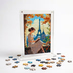Parisian Stroll  Miniature Frame Puzzle | Magnetic Display Jigsaw Puzzle (140 Pieces) | Mini Leaves