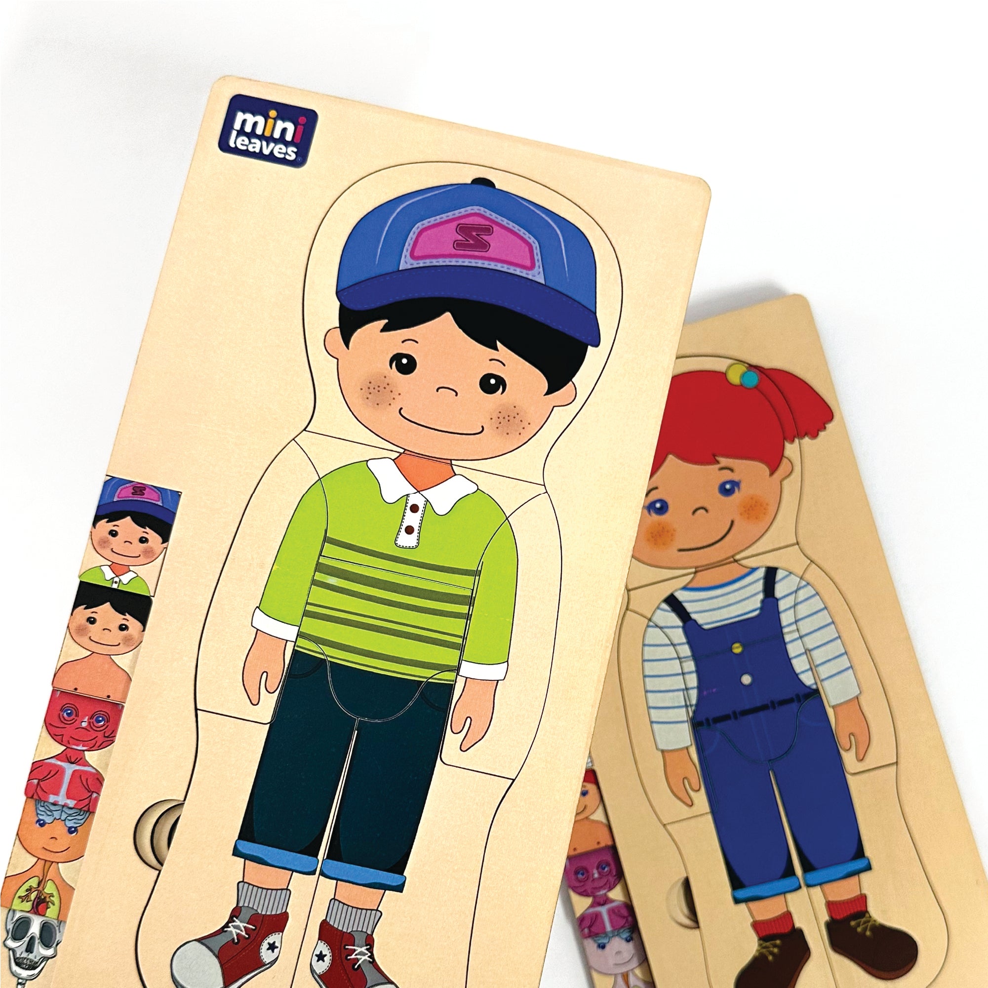 Mini Leaves™ Wooden Human Anatomy 3D Shapes Matching Puzzle – Multilayers Educational Toy for 3+ Years Kids