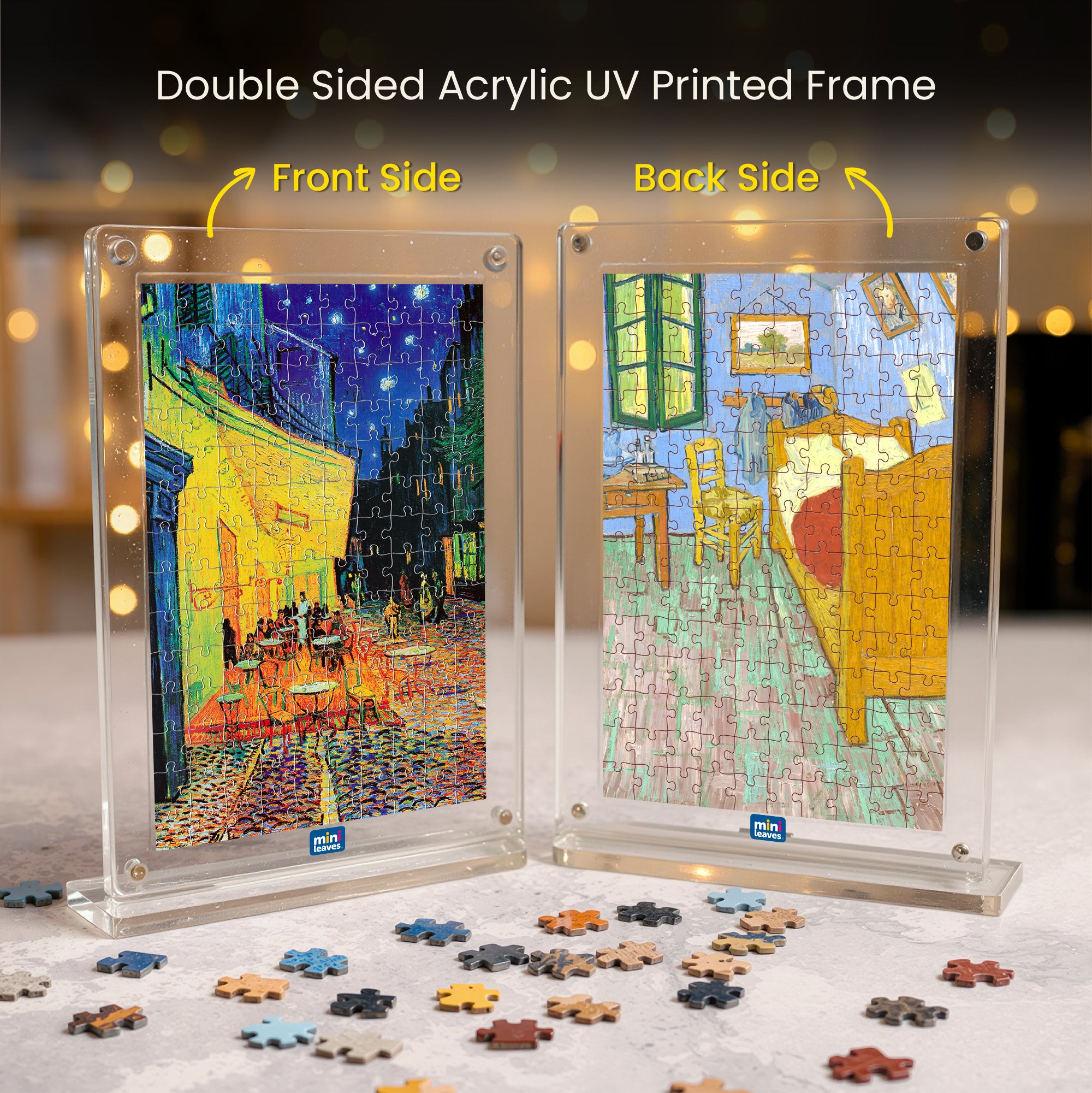 Van Gogh Series Acrylic Frame Puzzle – 140 Pieces | Artistic Puzzle – Mini Leaves Toys