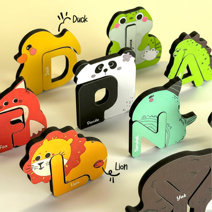 Mini Leaves A to Z Wooden Animal Alphabet Puzzles Set - 52 Pieces