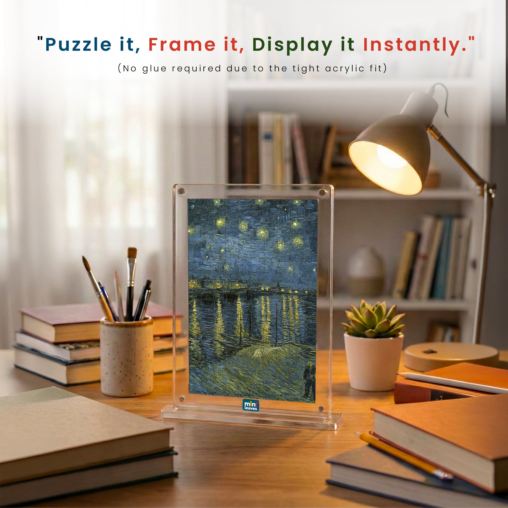 Van Gogh Series Acrylic Frame Puzzle – 140 Pieces | Artistic Puzzle – Mini Leaves Toys