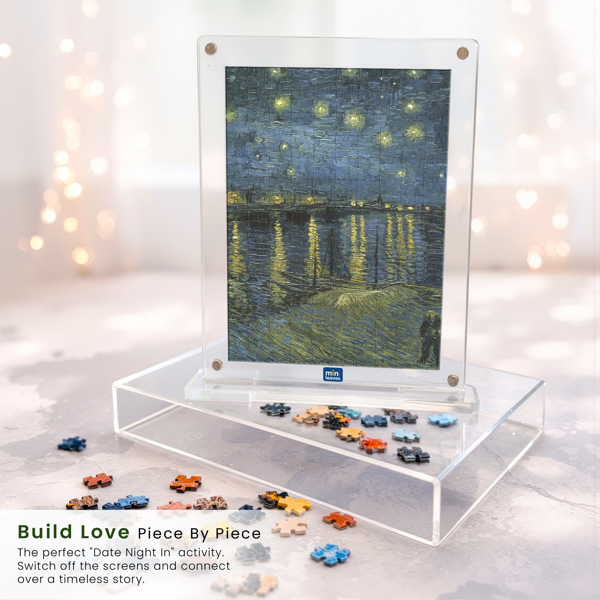 Van Gogh Series Acrylic Frame Puzzle – 140 Pieces | Artistic Puzzle – Mini Leaves Toys