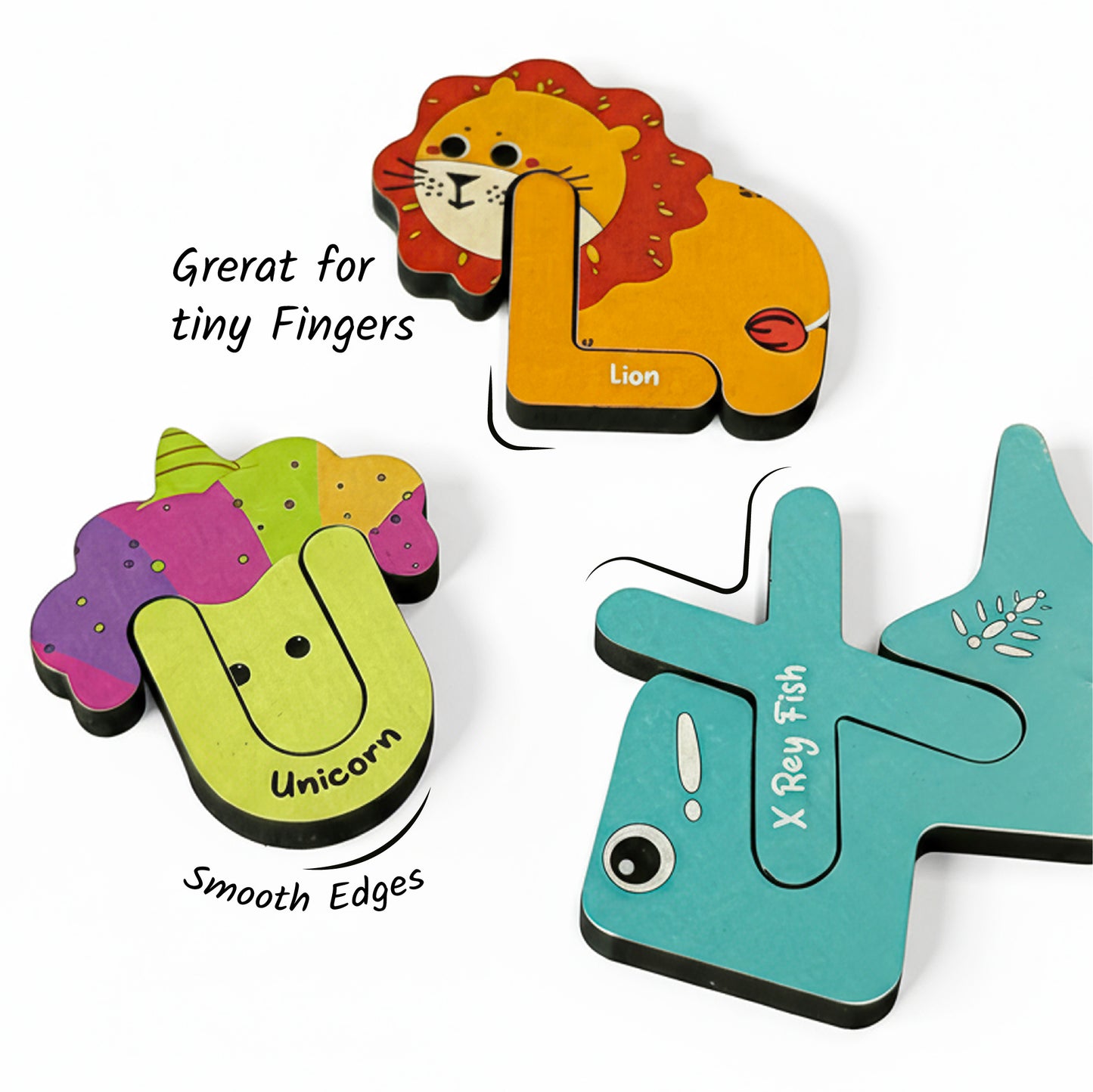 Mini Leaves A to Z Wooden Animal Alphabet Puzzles Set - 52 Pieces