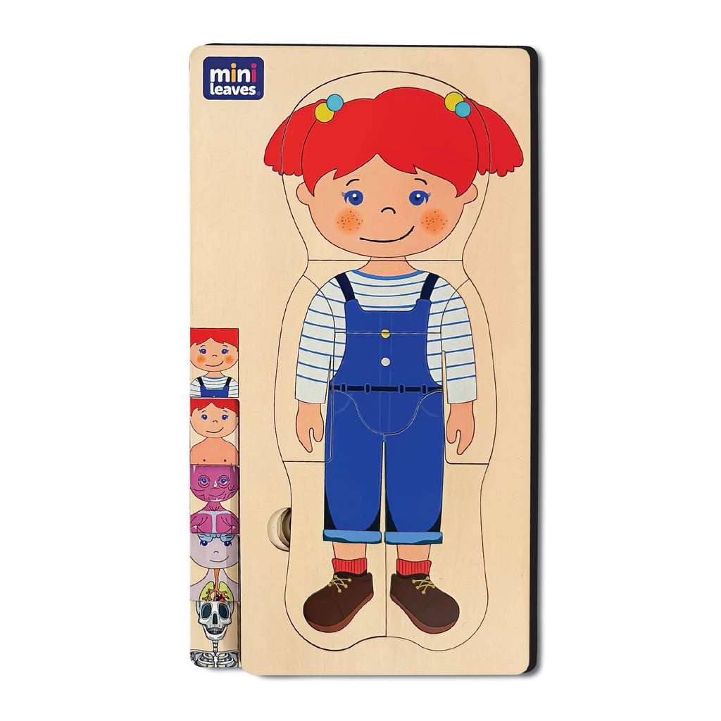 Mini Leaves™ Wooden Human Anatomy 3D Shapes Matching Puzzle – Multilayers Educational Toy for 3+ Years Kids