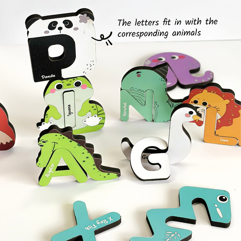 Mini Leaves Toys A-Z Animal Alphabet Wooden Puzzle Set