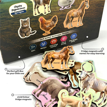 Farm Animals Wooden Fridge Magnets 3+ Years