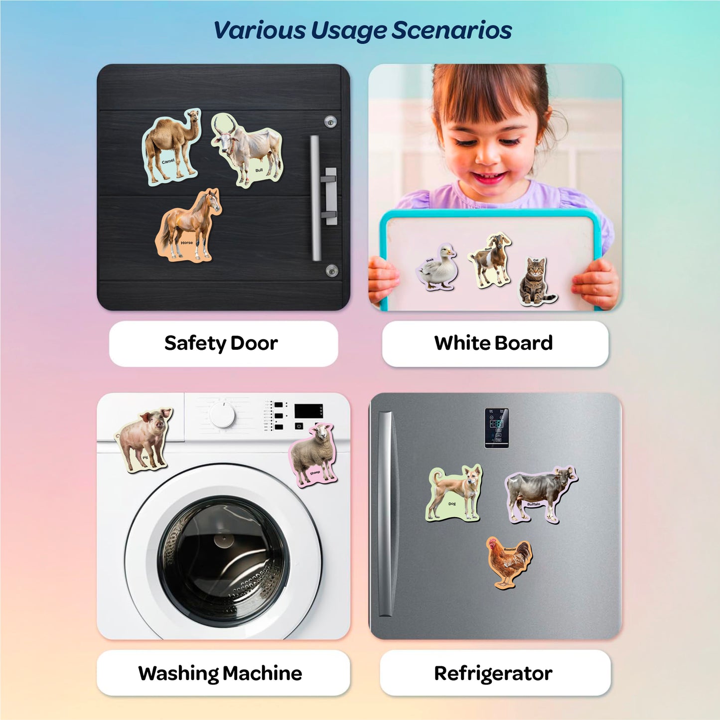 Farm Animals Wooden Fridge Magnets 3+ Years