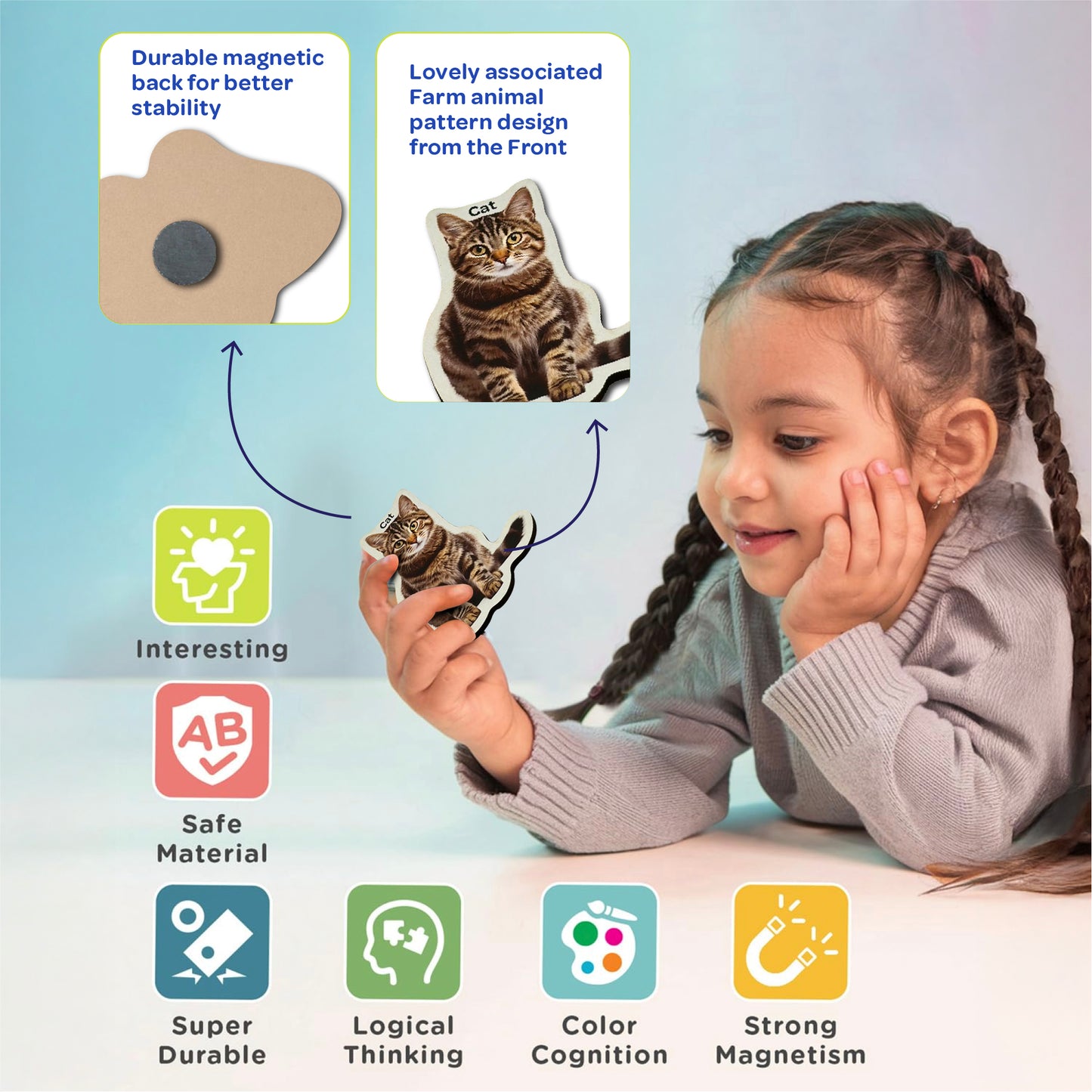 Farm Animals Wooden Fridge Magnets 3+ Years