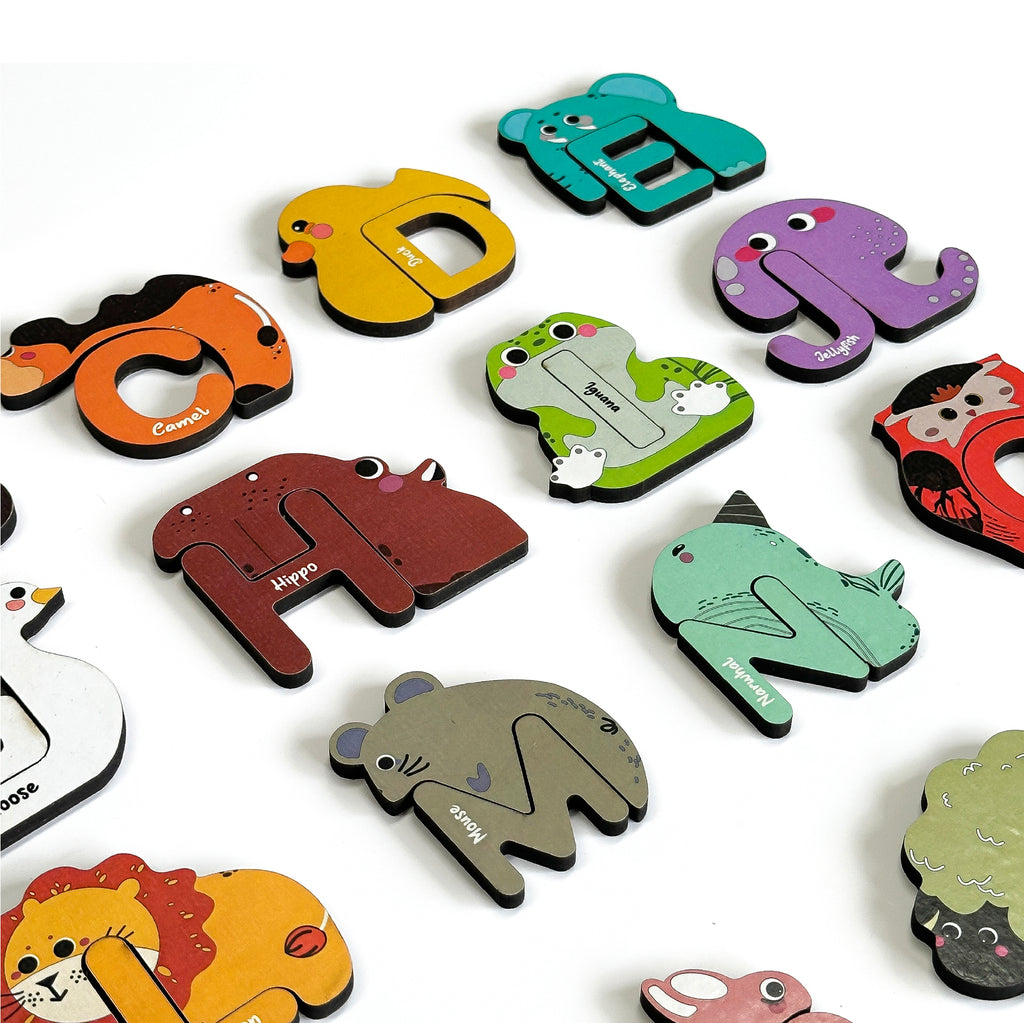 Mini Leaves Toys A-Z Animal Alphabet Wooden Puzzle Set