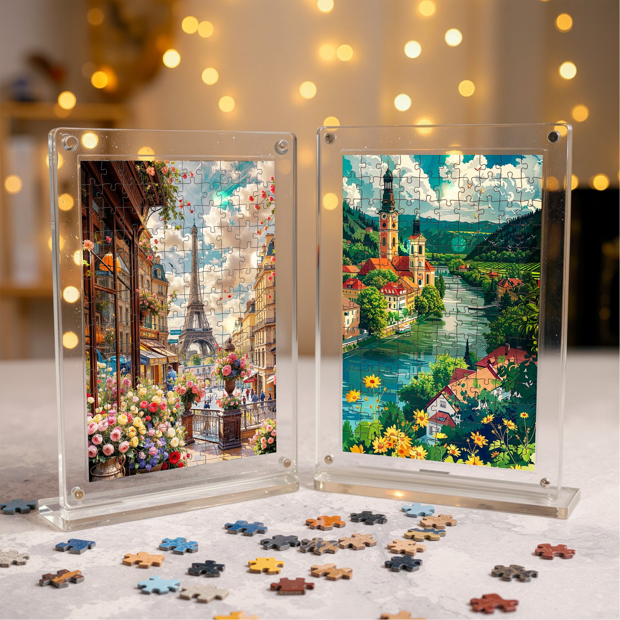 Acrylic Miniature Frame Puzzle | Magnetic Display Jigsaw Puzzle (140 Pieces) | Mini Leaves