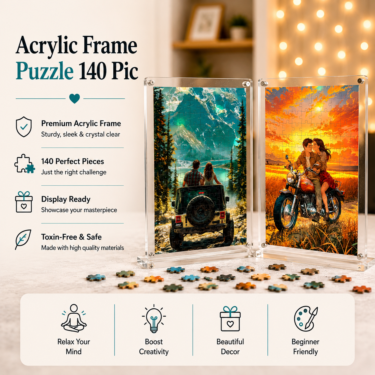 Couple On Bike Miniature Frame Puzzle