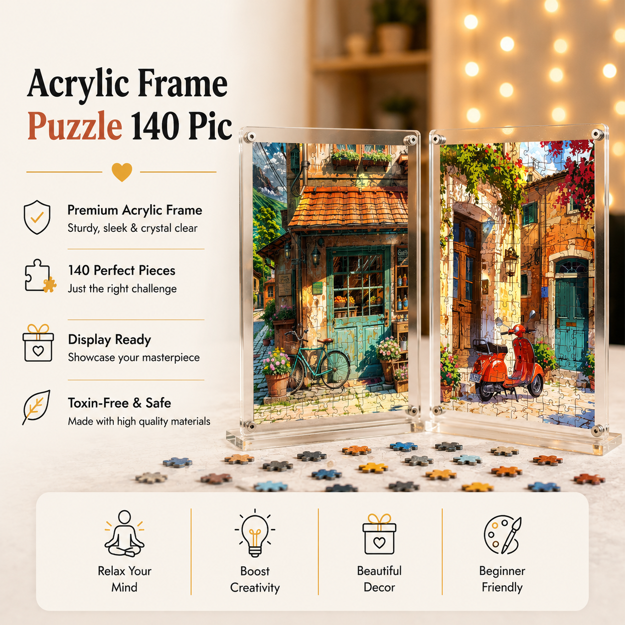 European Street Cafe Frame Puzzle