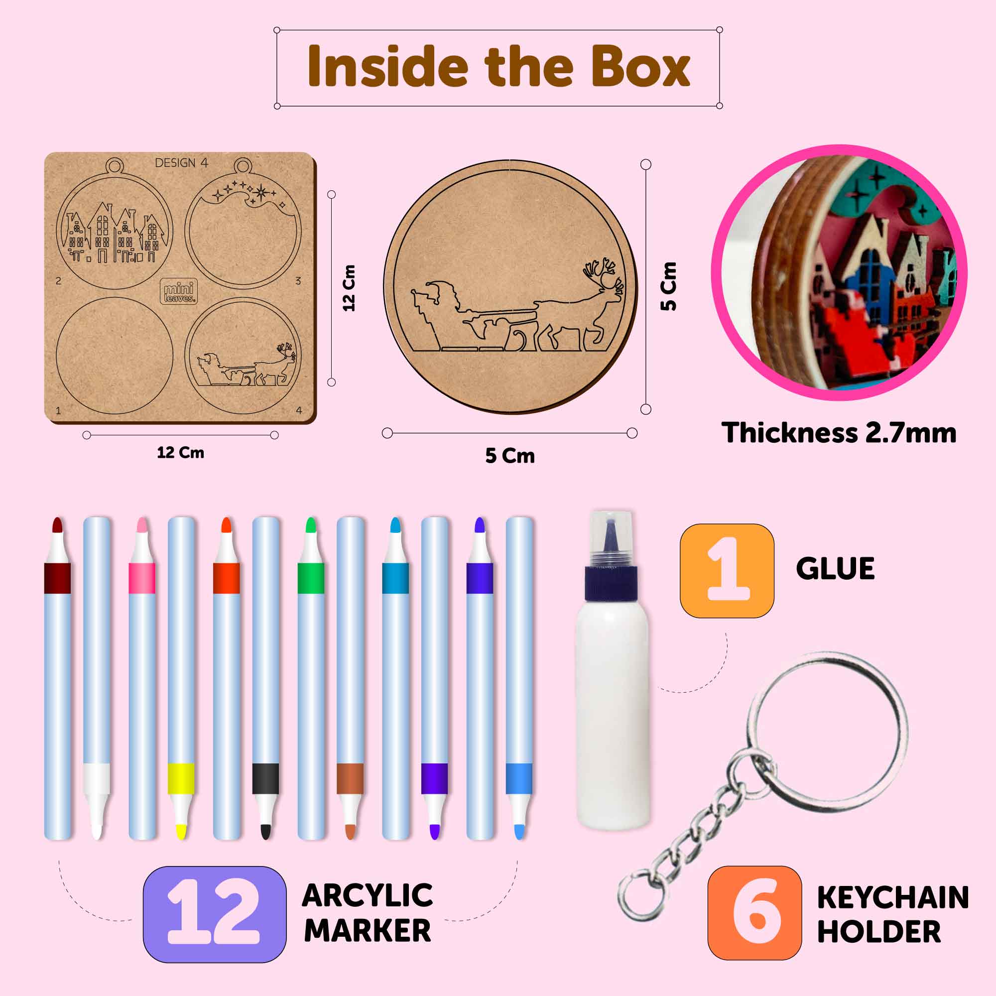 Mini Leaves™ DIY Wooden Keychain Art & Craft Set