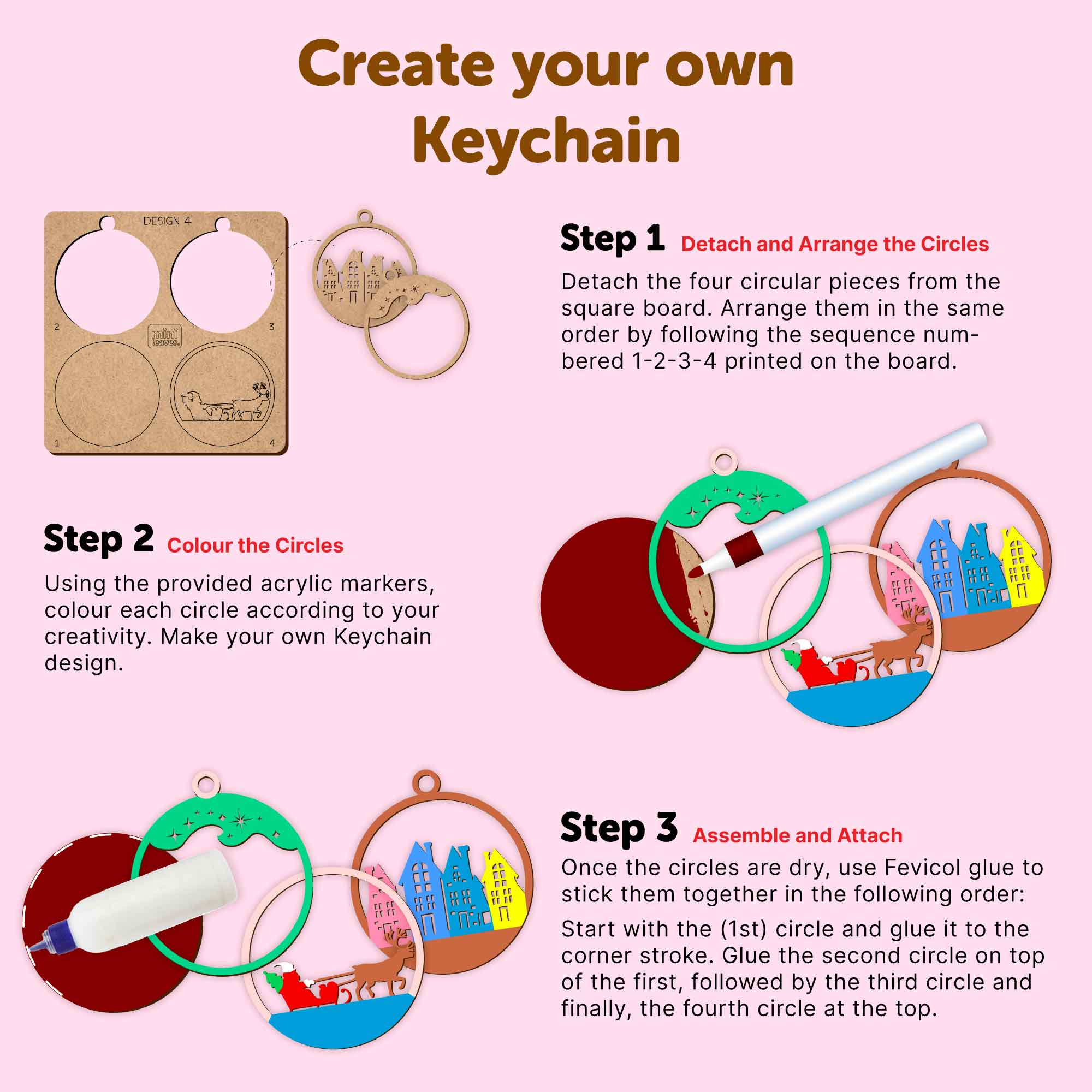 Mini Leaves™ DIY Wooden Keychain Art & Craft Set