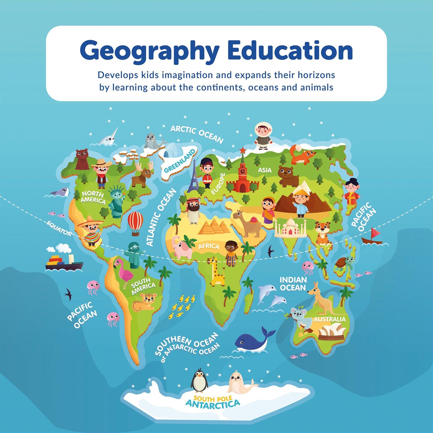72 Pieces World Map Educational Puzzle 4+ Years - Mini Leaves
