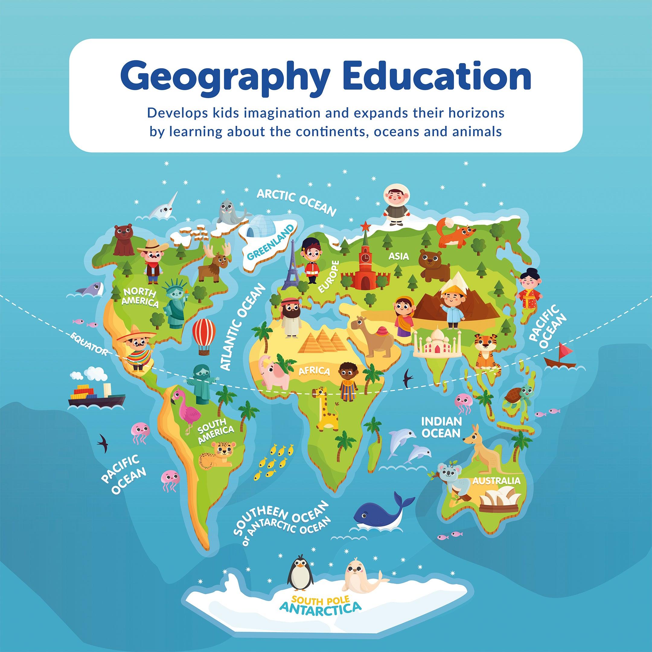 72 Pieces World Map Educational Puzzle 4+ Years - Mini Leaves